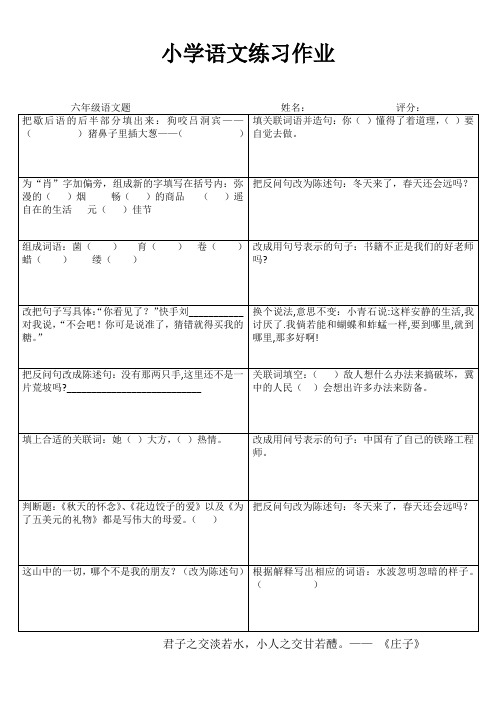 小学六年级语文自学自评I (88)