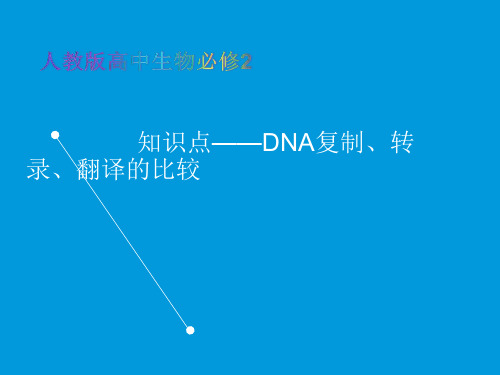 人教版高中生物必修2教学课件知识点-DNA复制、转录、翻译的比较