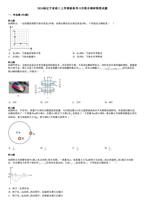 2024届辽宁省高三上学期新高考11月联合调研物理试题