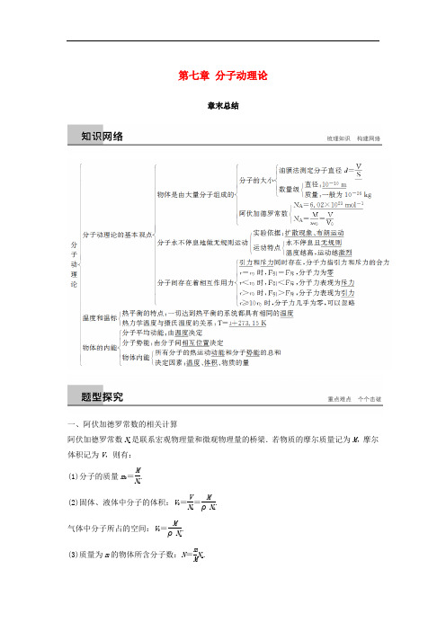 高中物理 第七章 分子动理论章末总结学案 新人教版选修33