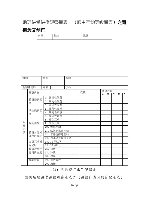 课堂观察量表范例