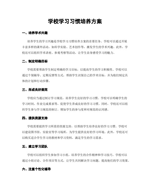 学校学习习惯培养方案