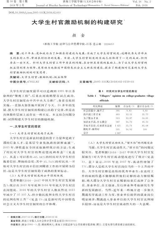 大学生村官激励机制的构建研究