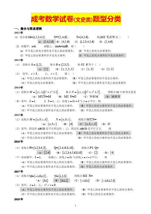 成人高考数学试题(历年成考数学试题答案与解答提示)