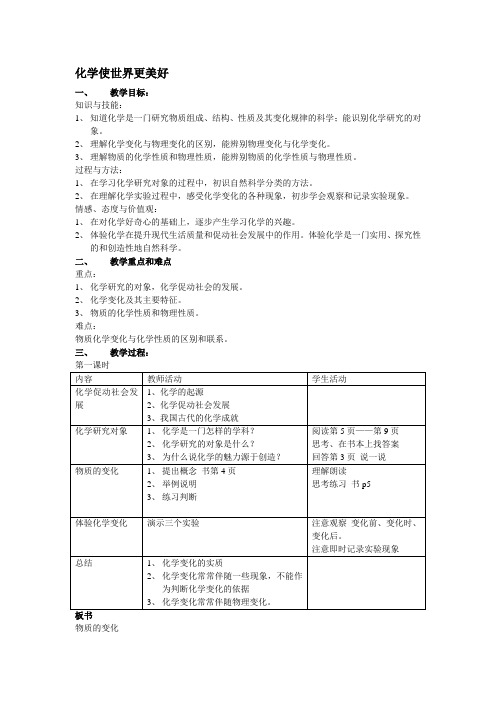 沪教版九年级上册初中化学《1.化学的魅力 1.1化学使世界更美好 物质的运动和变化》_0