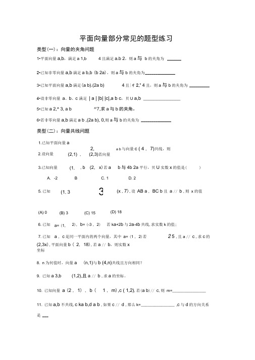 平面向量部分常见的考试题型总结