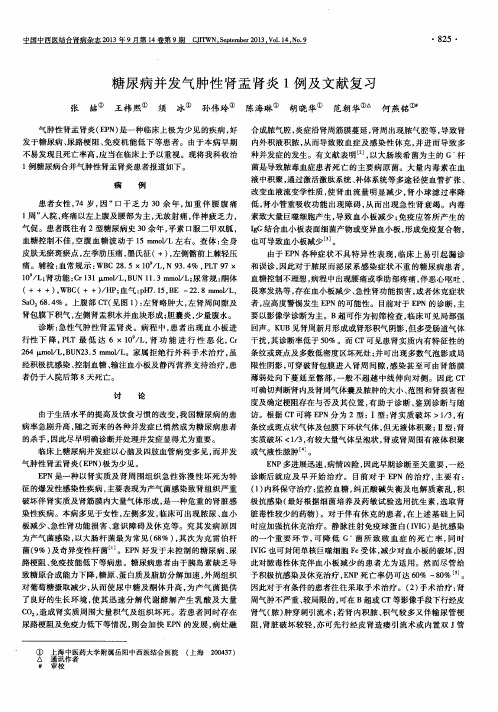 糖尿病并发气肿性肾盂肾炎1例及文献复习