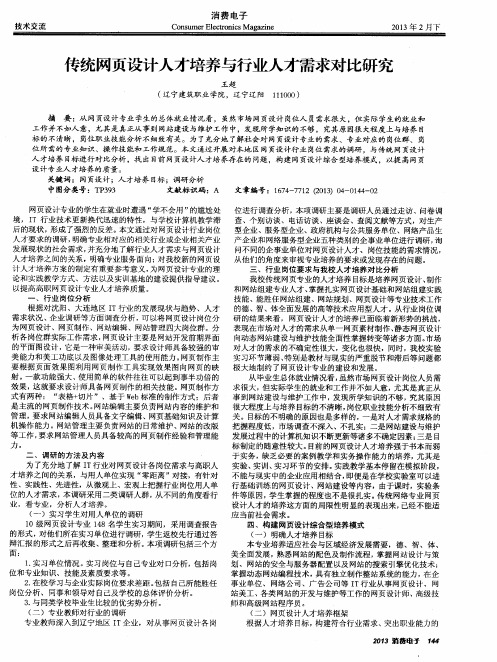 传统网页设计人才培养与行业人才需求对比研究