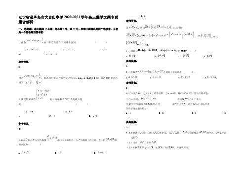 辽宁省葫芦岛市大台山中学2020-2021学年高三数学文期末试题含解析