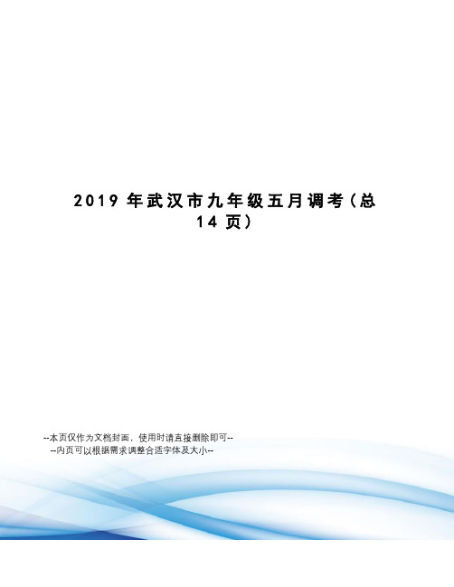 2019年武汉市九年级五月调考