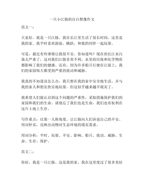 一只小江豚的自白想像作文