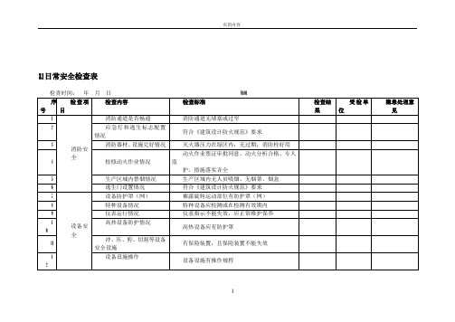 化工企业日常安全检查表