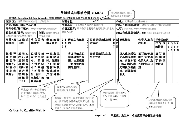 故障模式与影响分析DFMEA