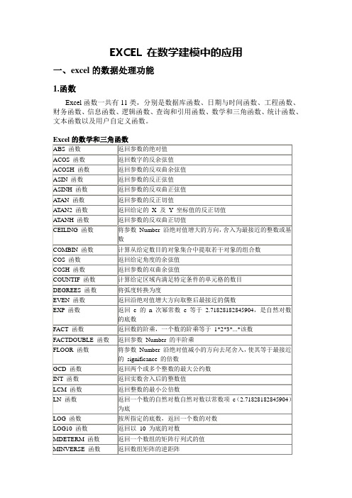 EXCEL在数学建模中的应用