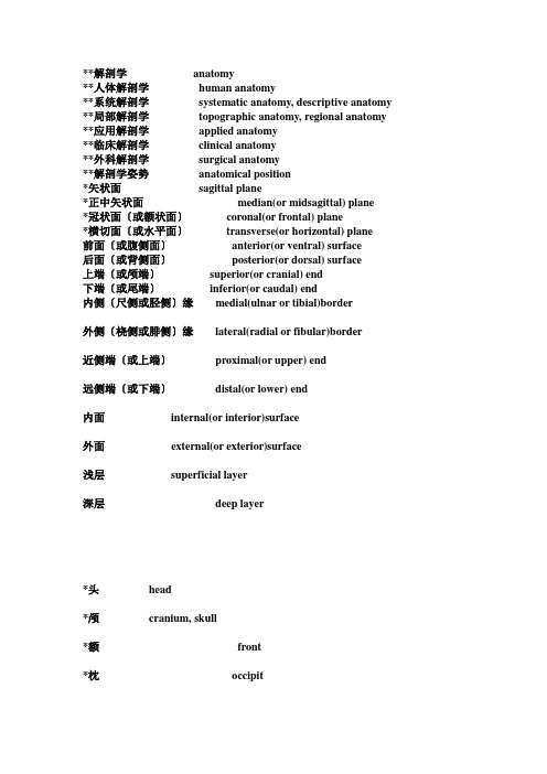 总结最好-最全的医学解剖英文单词词汇