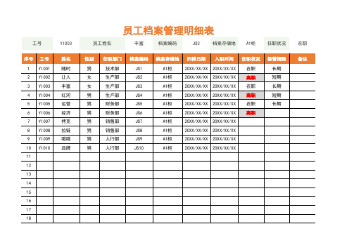 员工档案管理明细表