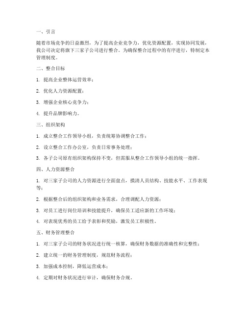 三家公司整合管理制度