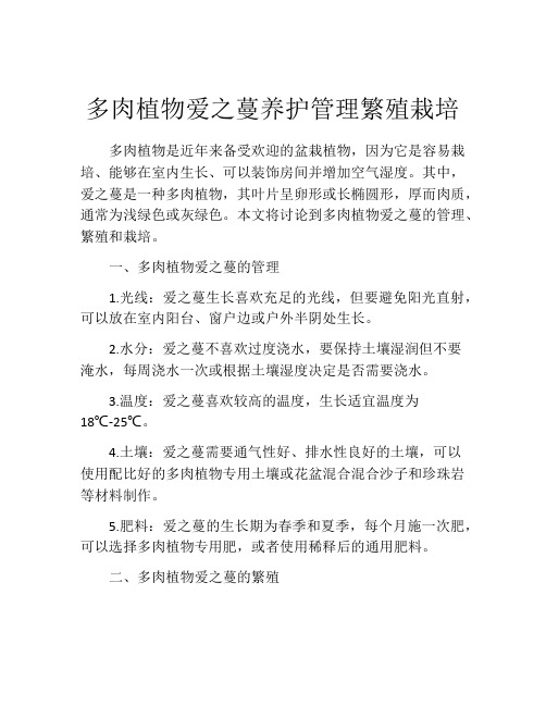 多肉植物爱之蔓养护管理繁殖栽培