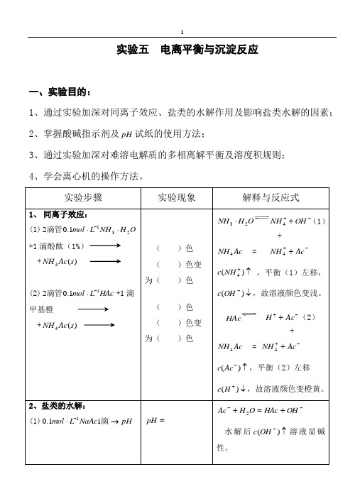 化学实验电离平衡