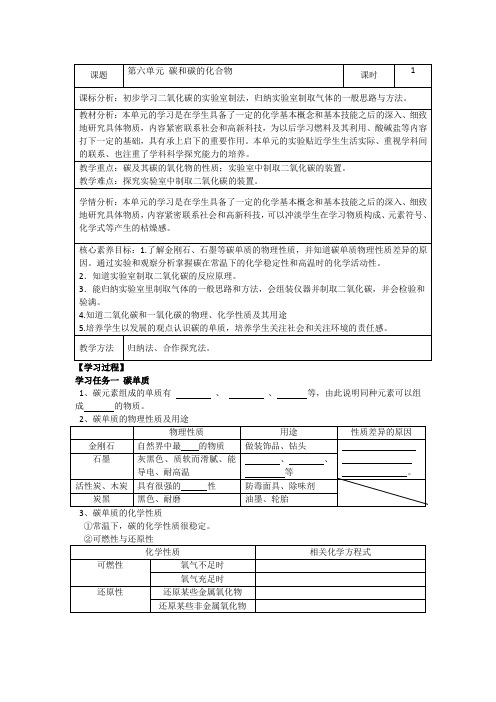 第六单元《碳和碳的化合物》复习课教学设计