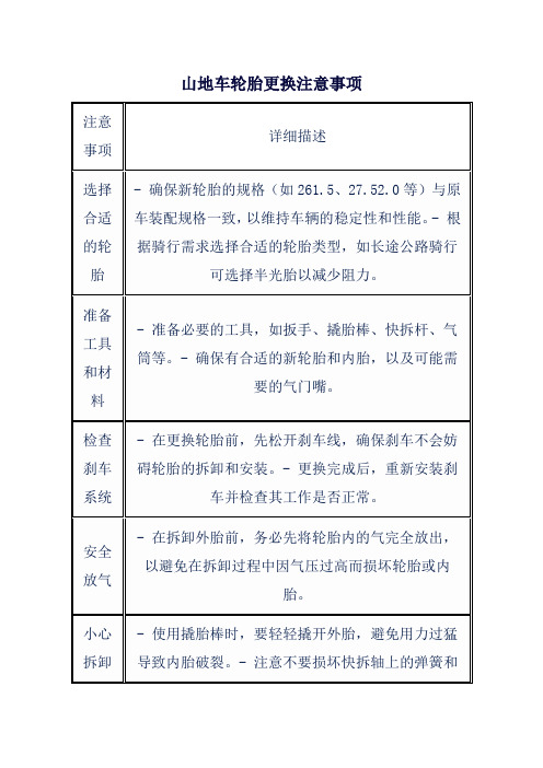 山地车轮胎更换注意事项