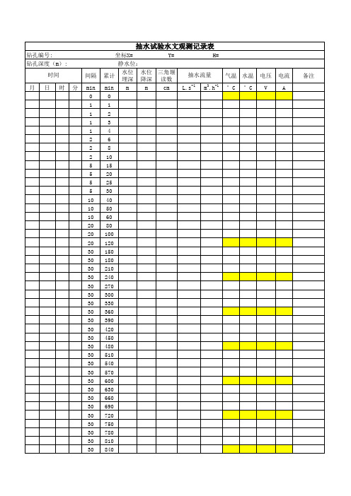 抽水试验记录表