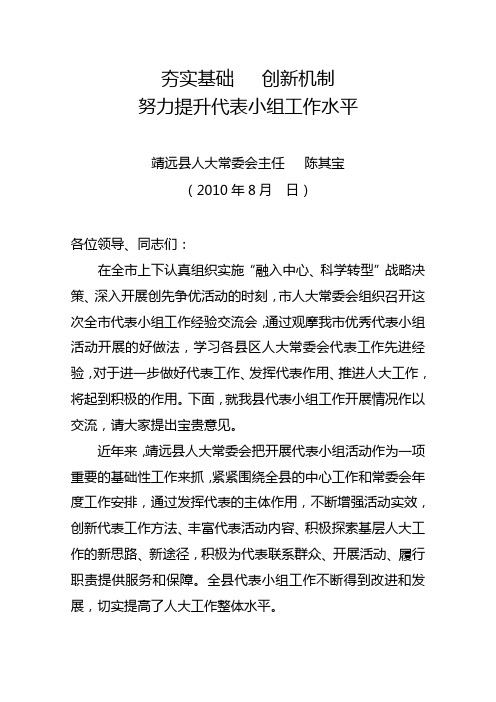 2010全市代表小组工作交流会发言