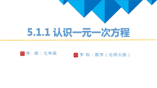 5.1.1+认识一元一次方程 课件 2024—2025学年北师大版数学七年级上册