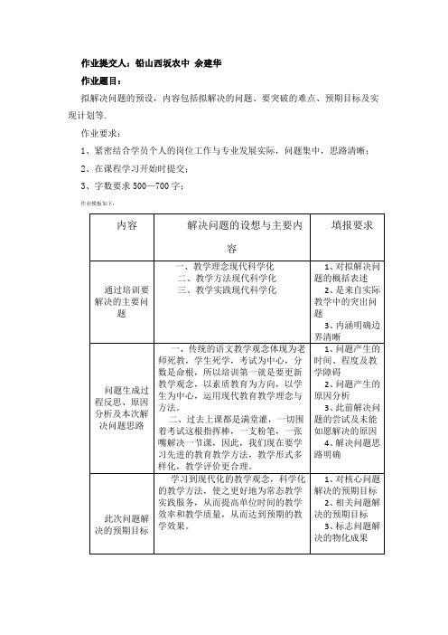 余建华的2012年国培第一次作业