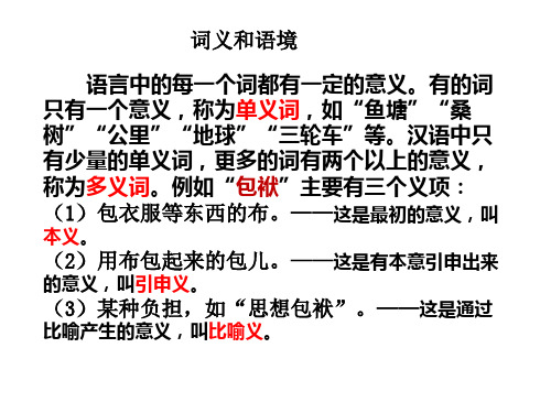 词义和语境及同义词