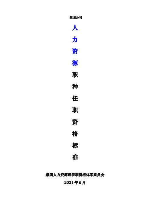 集团公司人力资源职种任职资格体系标准