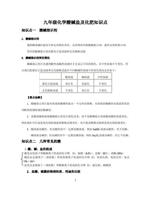 酸碱盐化肥知识点