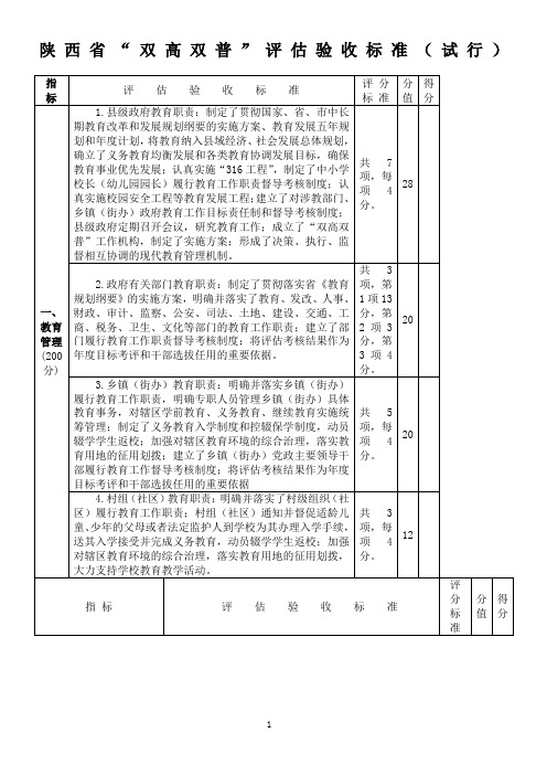 陕西双高双普标准(试行)