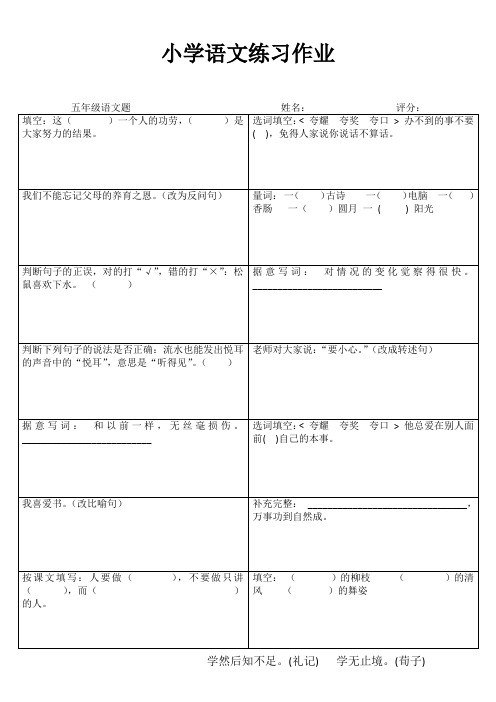 小学五年级语文精题选做IV (72)