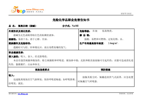 烧碱职业危害告知书