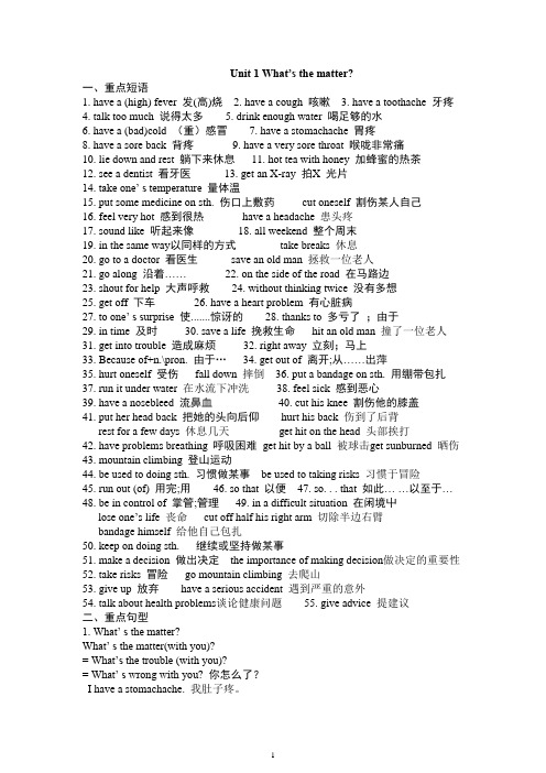 最新人教版新目标英语八年级下册期末各单元知识点总复习
