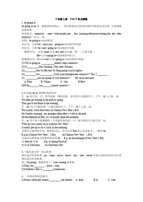 (译林版)六年级上册 Unit 8 考点精练