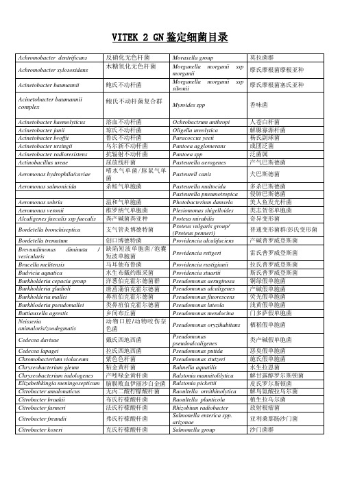 比色卡鉴定细菌名称GN,GP,NH,YST,BCL,ANC200901