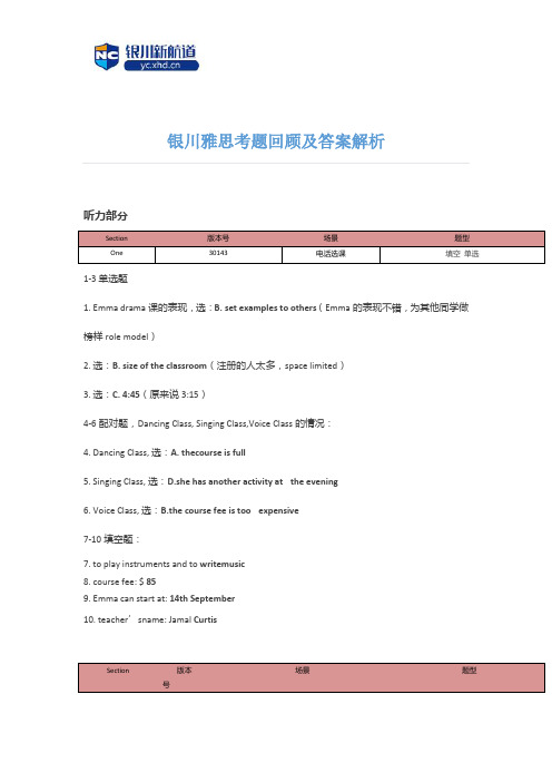 银川雅思考题回顾及答案解析