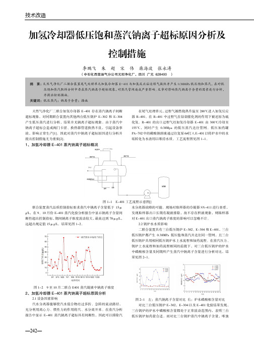 加氢冷却器低压饱和蒸汽钠离子超标原因分析及控制措施