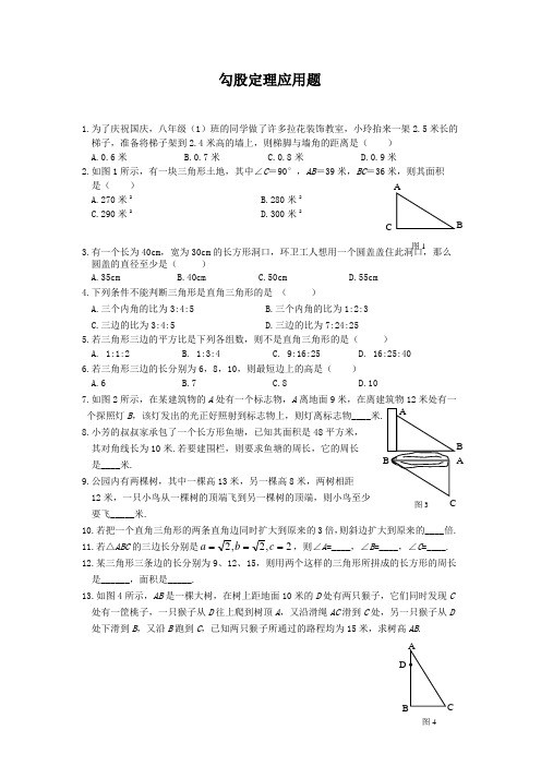 (完整版)勾股定理应用题专项练习(经典)