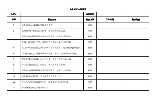 办公室安全检查表