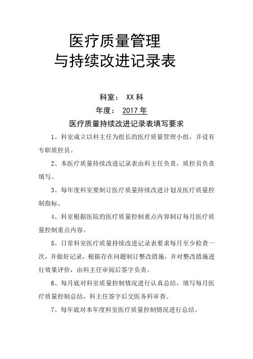 医疗质量管理与持续改进记录表