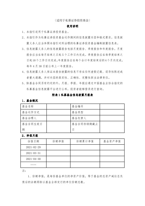 私募投资基金信息披露内容与格式指引