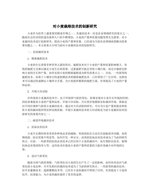 对小麦栽培技术的创新研究