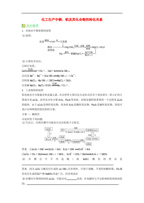 高考化学 工艺流程专题复习 化学工艺流程(一)化工生产中镁、铝及其化合物的转化关系