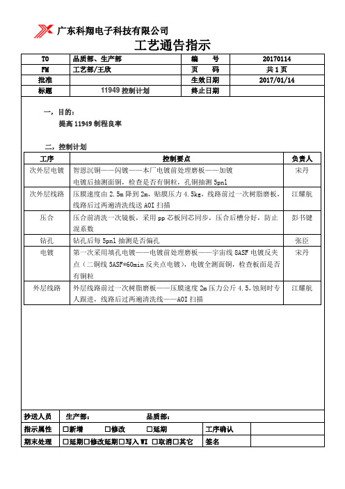 11949控制计划第一版