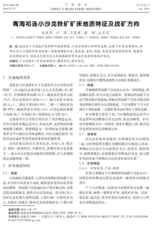 青海祁连小沙龙铁矿矿床地质特征及找矿方向