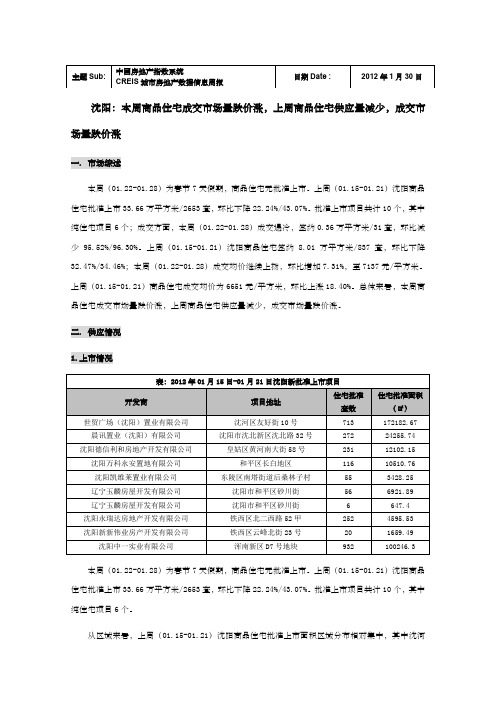 《沈阳房地产市场数据信息报告(xxxx年月5日-xxxx年月28日)》