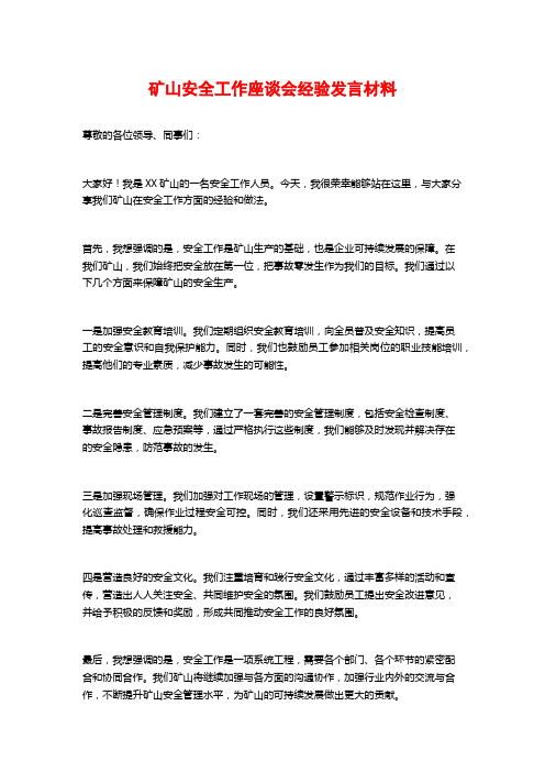 矿山安全工作座谈会经验发言材料 (2)